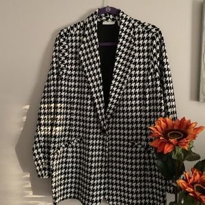 NEW Susan Graver Houndstooth Patterned Collar Blazer X-Large